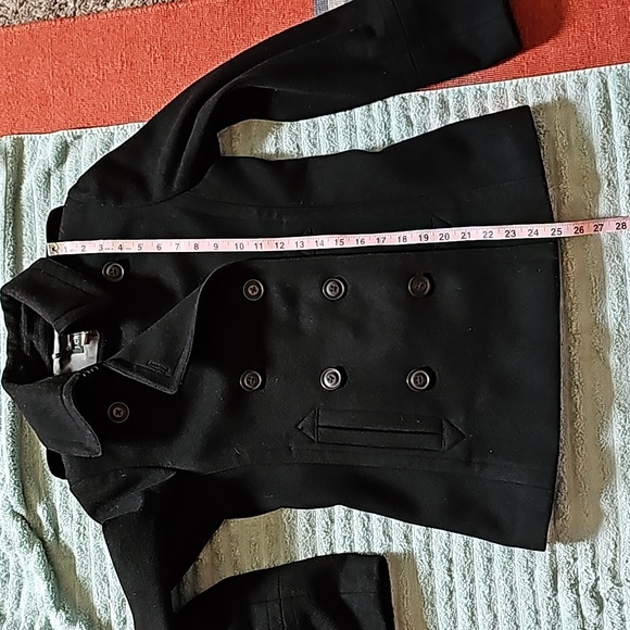 STUNNING J CREW BLACK WOOL DOUBLE BREASTED PEA COAT - Picture 8 of 11